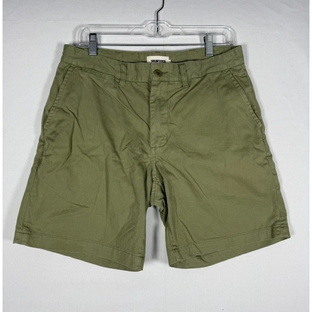 Taylor Stitch Shorts Mens 31 Green Chino Organic Cotton Camp Preppy 8